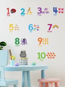 1 套卡通小动物主题数字墙贴，贴纸，墙贴花，乙烯基贴花用于家居装饰，春季装饰品让您的家焕然一新，拉玛装饰贴纸礼物生日毕业 - 彩色 - 查看 5