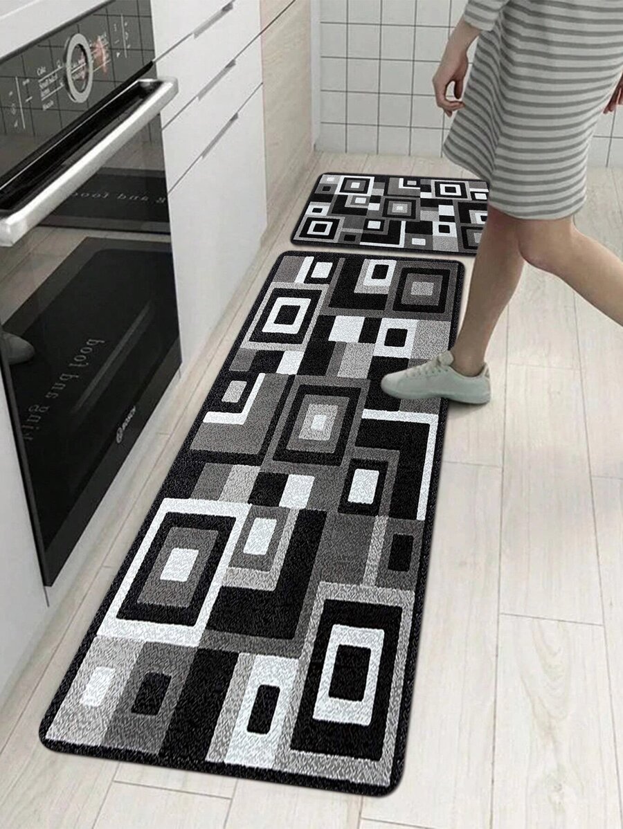 1pc Thảm nhà bếp nhung pha lê, Thảm phòng tắm, Thảm lối vào, Thảm kẻ sọc Thảm khu vực hình học, Thảm chùi chân chống trượt thấm nước, Thảm phong cách đơn giản, Thảm lót chân phòng khách, Chống thấm nước và chống trượt, Thảm kết cấu vải lồng vào nhau, Thảm hoa văn trừu tượng, Màu sắc- thảm khâu khối - Nhiều màu - Xem 1