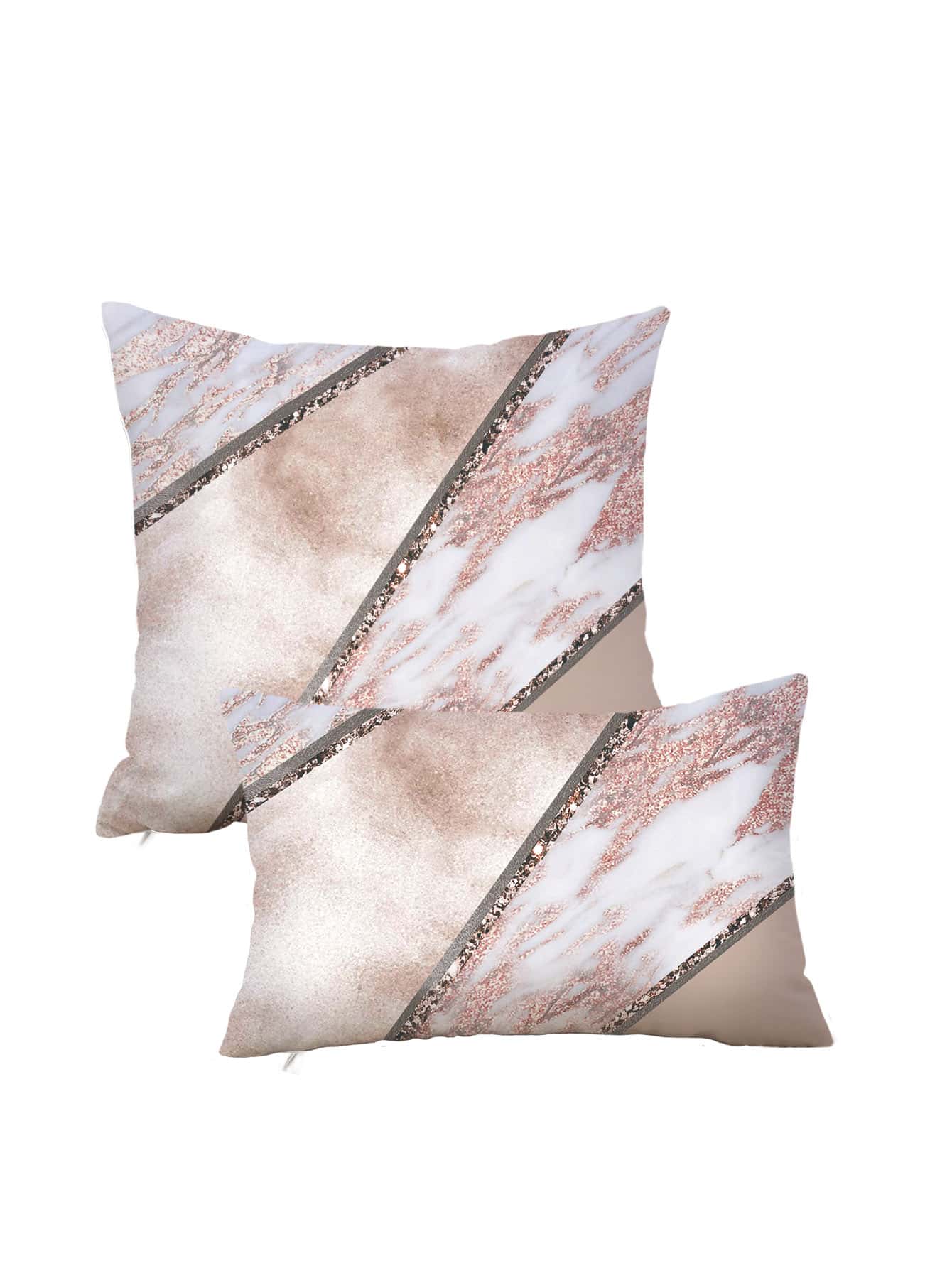 1pc Pink And Gold Pillowcase - Multicolor - View 1
