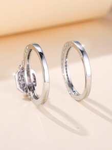 1 bộ Đúng mốt & Thanh lịch Tím Lung linh CZ Bộ trang sức ( Nhẫn , Hoa tai , Dây chuyền ) , Hoàn hảo Qủa tặng Đối với phụ nữ Và Thích hợp Đối với Ngày đêm , Hôn ước Và Lễ cưới Dịp - Màu tím - Xem 5