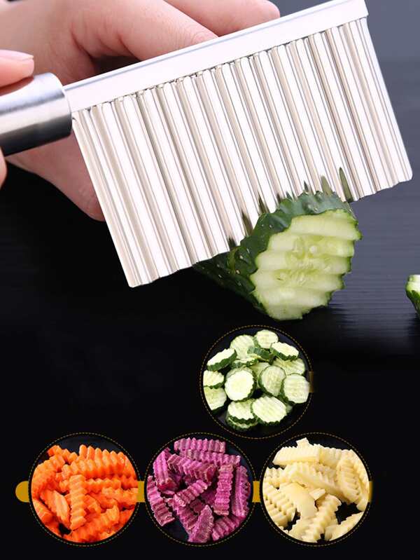 1pc Stainless Steel Kitchen Tool Crinkle Cut Knife For Potatoes