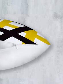 1 Pieza Funda De Cojín Con Diseño Geométrico De Líneas Gruesas En Negro Y Amarillo - Multicolor - Ver 6
