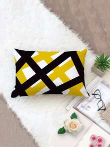 1 Pieza Funda De Cojín Con Diseño Geométrico De Líneas Gruesas En Negro Y Amarillo - Multicolor - Ver 5