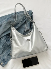 Korean Fashion Chain Strap Underarm Bag For Women 2024 New Large Capacity Multi-Function Shoulder Bag - Silver - View 6