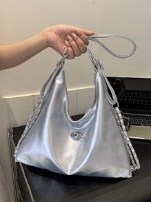 Korean Fashion Chain Strap Underarm Bag For Women 2024 New Large Capacity Multi-Function Shoulder Bag - Silver - View 3