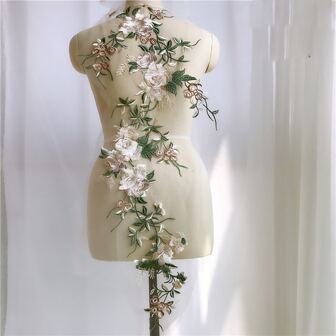 1pc Large Colorful Lace Embellishment, Same Style As Formal Dresses, Embroidered Applique For Stage And Handmade Diy Jewelry And Clothing Material.