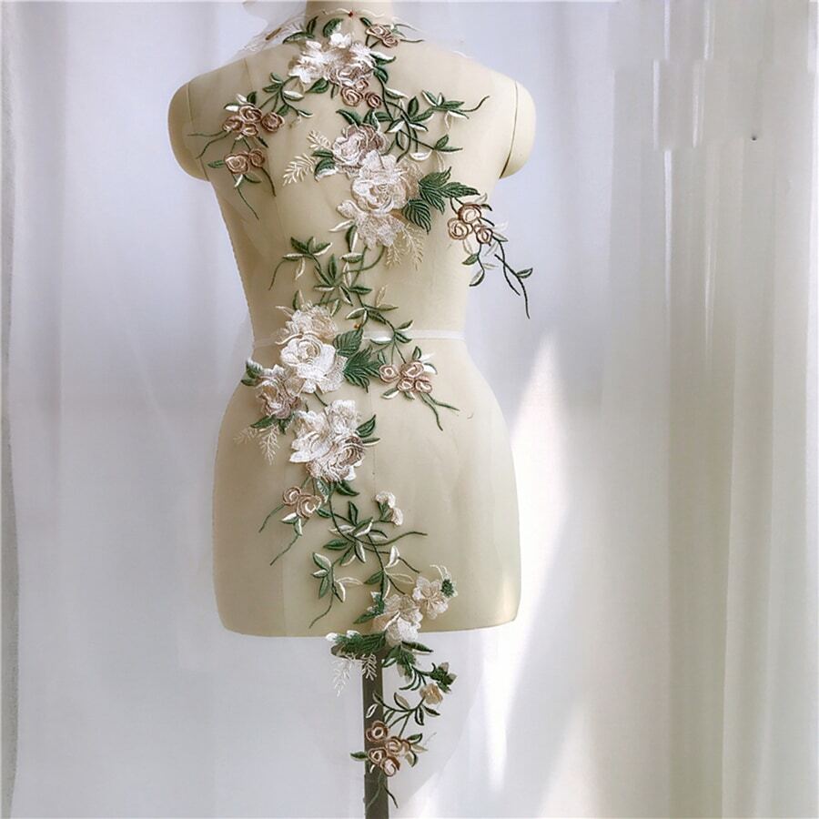 1入組大彩色蕾絲點綴,風格作為正式,刺繡貼花適用於和手工製作DIY首飾類和服裝