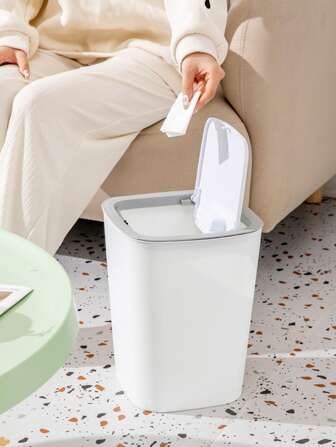 1pc Press-type Household Garbage Can With Lid, Multifunctional For Living Room, Bedroom, Toilet And Bathroom