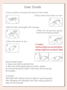 兩張月亮和愛心圖案發光發亮紋身貼紙 - 棕色 - 查看 8