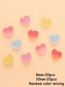 20 件 8/10 毫米可爱软橡胶心形珠子适用于 DIY 手链项链珠宝制作用品 - 彩色 - 查看 3