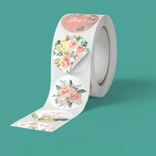 500pcs/Roll Flower Pattern Thank You Stickers, Waterproof Adhesive Labels For Gift, Packaging, And Box Sealing - Multicolor - View 4