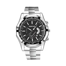 Reloj De Cuarzo De Acero Inoxidable Con Esfera Redonda Negra, Adecuado Para Uso Diario [edición De Correa De Acero Calendario Mejorada] - Negro - Ver 3