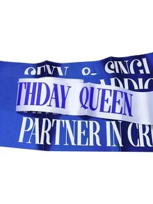 10生日女王綬帶適合女士,生日女孩男生窗扇套裝,搞笑生日窗扇生日派對用品樂趣派對裝飾,華麗復古藍白色 - 寶藍色 - 查看 2