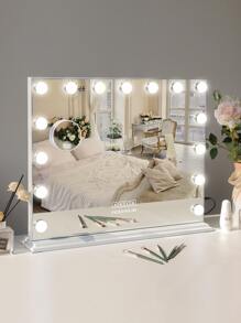 FENCHILIN Large Hollywood Vanity Mirror with Lights Bluetooth Tabletop Wall Mount White22.8'' x 18.9'' - White - View 6