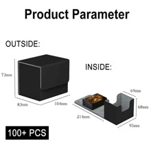 1入組MTG，PTCG卡牌收納盒，可容納100張套雙層袖卡，PU皮革磁力卡牌收納盒，適用於TCG卡牌收藏遊戲卡盒卡套保護器容器 - 黑色 - 查看 7