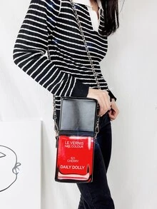 Novelty Nail Polish Shaped  Crossbody Bag for Women Funky Ladies Shoulder Bag Purses and Handbags - Red - View 4