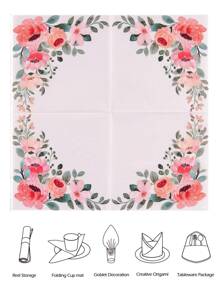20入組花卉圖案一次性餐巾現代水彩花葉印花紙餐巾餐桌用 - 彩色 - 查看 4