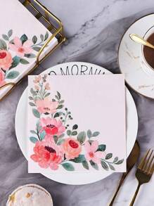 20入組花卉圖案一次性餐巾現代水彩花葉印花紙餐巾餐桌用 - 彩色 - 查看 2