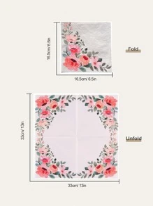 20入組花卉圖案一次性餐巾現代水彩花葉印花紙餐巾餐桌用 - 彩色 - 查看 3