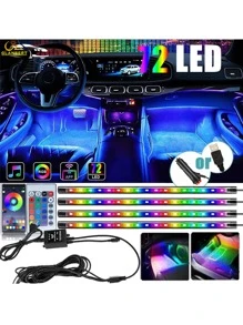 1 Bộ 72 Đèn LED Xe Hơi Ô Tô Không Khí Đèn Đèn Neon DIY RGB Nhiều Màu Sắc 48 Đèn LED Từ Xa Ứng Dụng Xe Ô Tô Điều Khiển Dải đèn Bộ - Nhiều màu - Xem 10