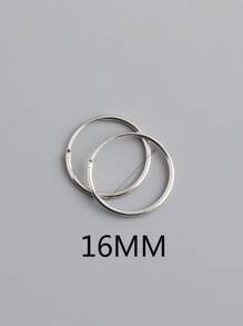 HuooNew 1pair Minimalist Fashionable 925 Sterling Silver Circle Huggie Earrings, Simple Silver Jewelry Gift For Women - Silver - View 5