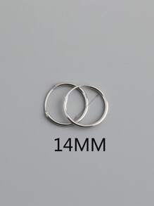 HuooNew 1pair Minimalist Fashionable 925 Sterling Silver Circle Huggie Earrings, Simple Silver Jewelry Gift For Women - Silver - View 4