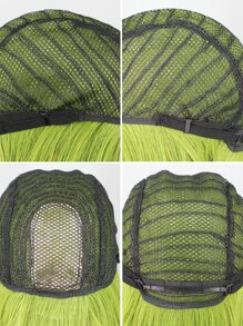耐熱纖維直髮假髮綠色短假髮帶瀏海 14 吋優質合成假髮全機器製造適合女性日常派對使用 - 綠色 - 查看 8