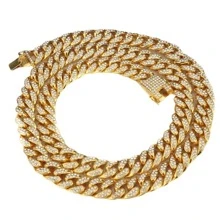 1pc Domineering 12.5mm Wide Full Rhinestone Encrusted Big Gold Chain Necklace - Silver - View 7