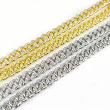 1pc Domineering 12.5mm Wide Full Rhinestone Encrusted Big Gold Chain Necklace - Silver - View 6