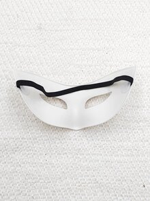 1pc Unisex Elastic Band Designed Thickened Plastic Material Harlequin Mask For Masquerade, Silver Color, Half-face Style, Vintage & Fashionable Party Accessory - Silver - View 2