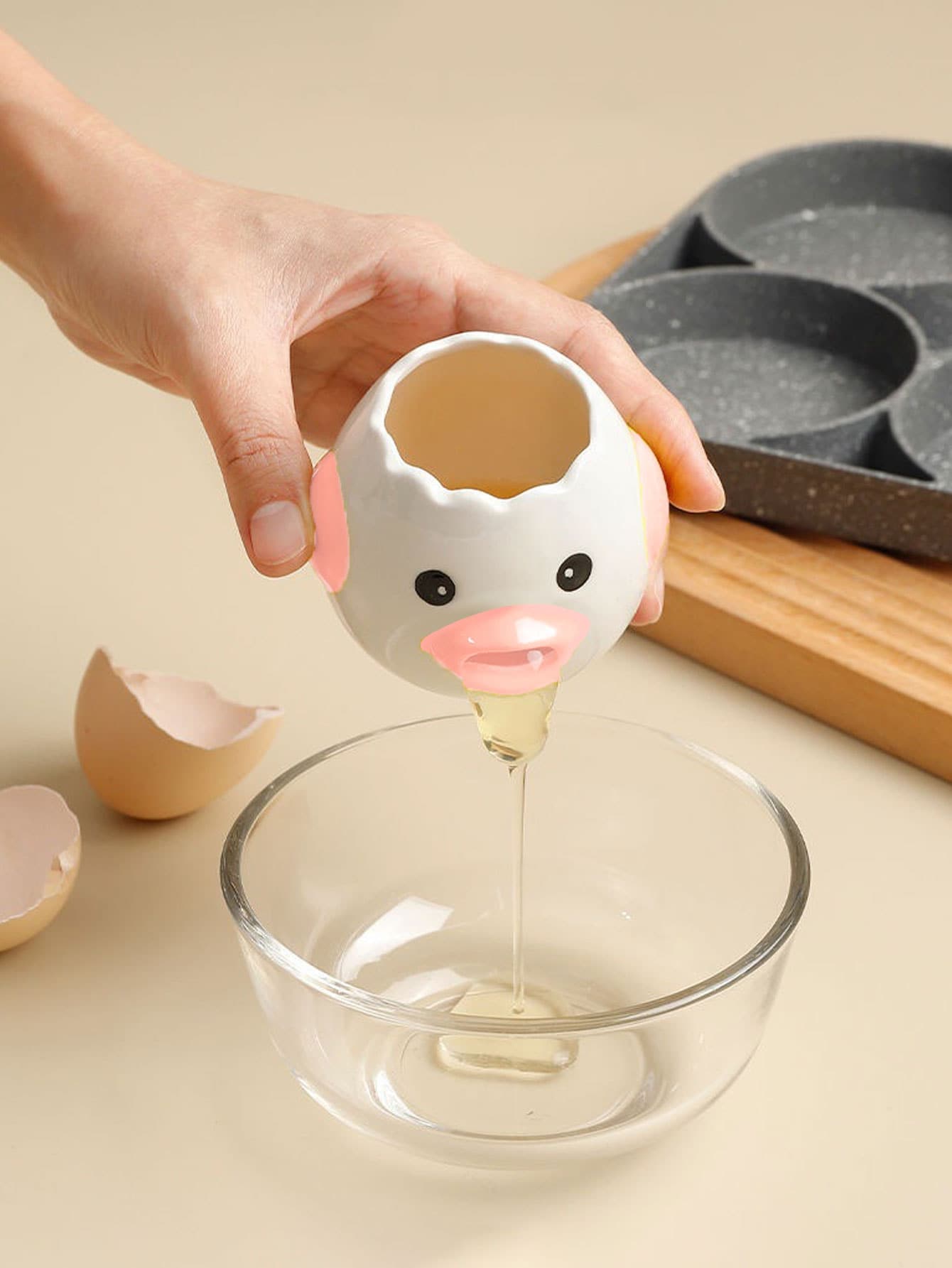 1pc Cute Egg Yolk Separator Kitchen Tool For Home Kitchen, Creative Egg Filter Device - Pink - View 1