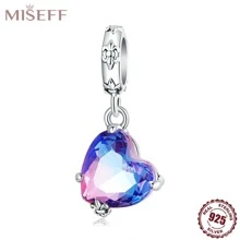 MISEFF 1 件 925 纯银吊坠复古心形吊坠饰品适合手链手镯和项链女士 DIY 精美珠宝情人节礼物