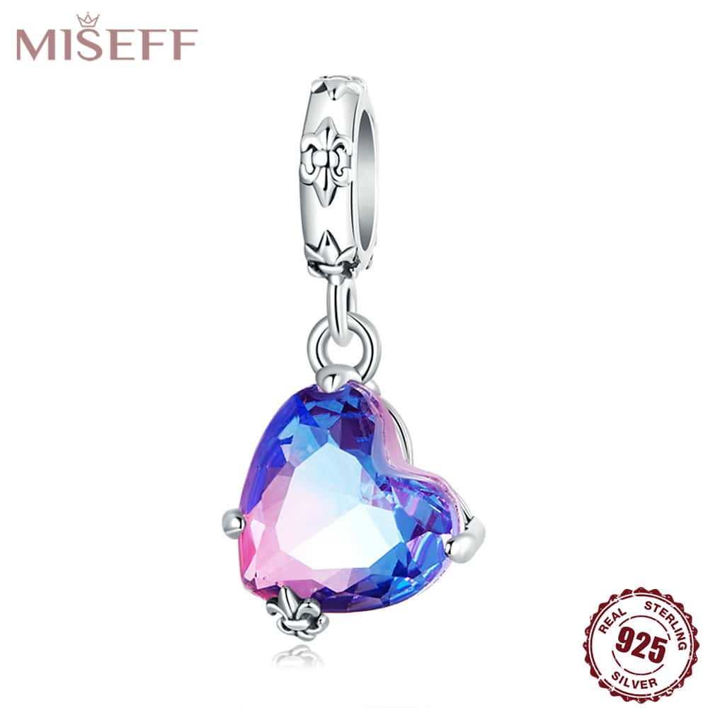 MISEFF 1 件 925 纯银吊坠复古心形吊坠饰品适合手链手镯和项链女士 DIY 精美珠宝情人节礼物