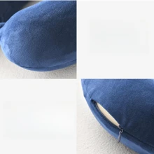 1入組記憶泡沫U型旅行頸枕,飛機枕頭,頸托軟墊帶可拆洗套 - 黑色 - 查看 7