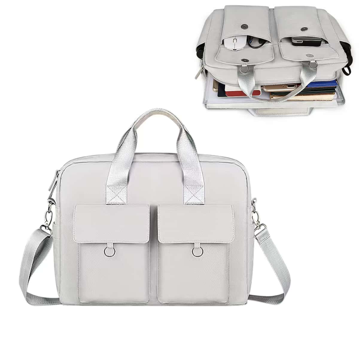 1pc Large Capacity Waterproof Multi-Compartment Laptop Backpack, Suitable For Office Use Laptop Bag Laptop Sleeve Computer Bag For School Student Classroom Laptop Bags Classroom Bags Teacher Storage Bags Classroom Organizer Bags - Light Grey - View 1