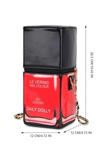 創意指甲油造型女士斜跨包,時尚女士肩背包錢包手提包