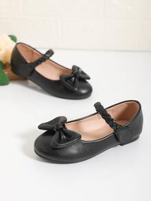 1 đôi Đen Thoải mái Trường học Búp bê Với Dệt Dây đeo Và Hoa Chỉnh trang Sau đó - màu đen - Xem 3