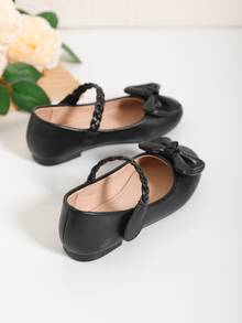 1 đôi Đen Thoải mái Trường học Búp bê Với Dệt Dây đeo Và Hoa Chỉnh trang Sau đó - màu đen - Xem 5