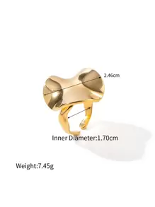 1pc Funky Circular Pleated Texture Waterproof 18K Gold Plated Stainless Steel Earrings For Women Daily Party Wearing - Yellow Gold - View 6