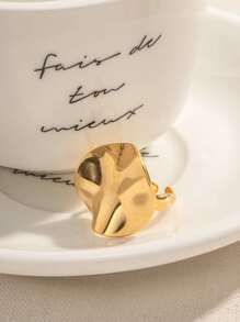 1pc Funky Circular Pleated Texture Waterproof 18K Gold Plated Stainless Steel Earrings For Women Daily Party Wearing - Yellow Gold - View 7