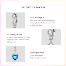 MISEFF 1 件 925 纯银吊坠蓝色海洋之心珠子吊坠饰品适合手链手镯和项链女士 DIY 精美珠宝情人节礼物 - 杏色 - 查看 9