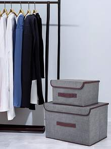 Non-woven Fabric Clothing Storage Box/cube Basket For Toys/clothes/documents, Fordable - 灰色 - 查看 2