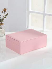 1pc Minimalist Double Layer Jewelry Storage Box With Large Capacity And Multiple Compartments - Pink - View 5