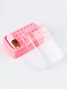 二合一美甲打磨机和抛光头收纳盒 + 1个防尘化妆品收纳盒 + 便携式美甲打磨机收纳盒（带清洁刷） + 30孔指甲油头收纳盒 + 美甲工具收纳盒，美甲用品，美甲工具，美甲艺术工具，返校季，美甲，美甲工具（适用于贴片式美甲） - 粉色 - 查看 3