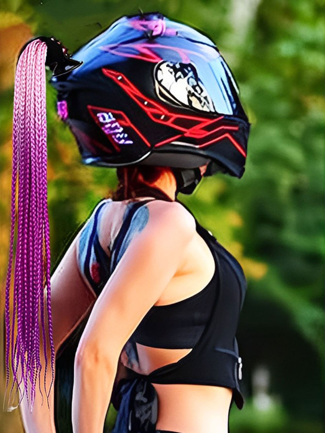 Coleta Trenzas Decorativas Para Casco Del Mujer Y Hombre - Morado - Ver 1