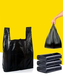 1 paquete (50 piezas) bolsa de basura de plástico portátil de gran capacidad, color negro, 32x50cm - Negro - Ver 1