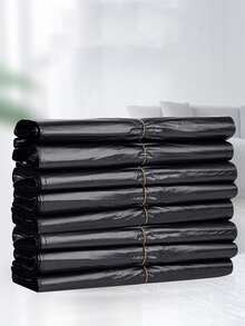 1 paquete (50 piezas) bolsa de basura de plástico portátil de gran capacidad, color negro, 32x50cm - Negro - Ver 3