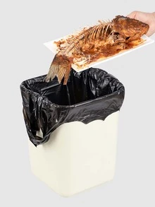 1 paquete (50 piezas) bolsa de basura de plástico portátil de gran capacidad, color negro, 32x50cm - Negro - Ver 2