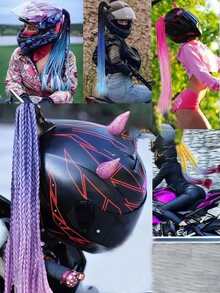 Coleta Trenzas Decorativas Para Casco Del Mujer Y Hombre - Morado - Ver 4