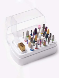 2-i-1 nagelborr- och nagellackshuvudorganisatör & 1 st dammtät sminkorganisatör & bärbar nagelborrorganisatör med rengöringsborste & 30-håls nagellackshuvudorganisatör & nagelverktygsorganisatör, nageltillbehör, nagelverktyg, nagelkonstverktyg, tillbaka till skolan, naglar, nagelverktyg för press-on naglar